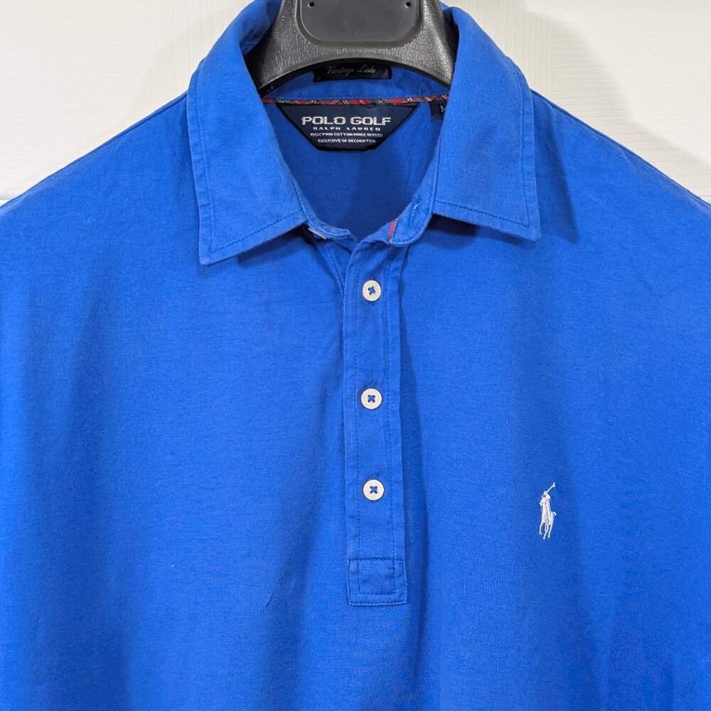 Ralph Lauren Polo Golf Shirt Blue Vintage Lisle The Players Embroidered